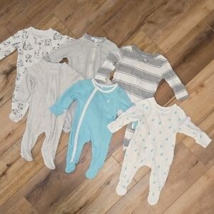 0-3 month Gender Neutral ORGANIC sleepwear bundle